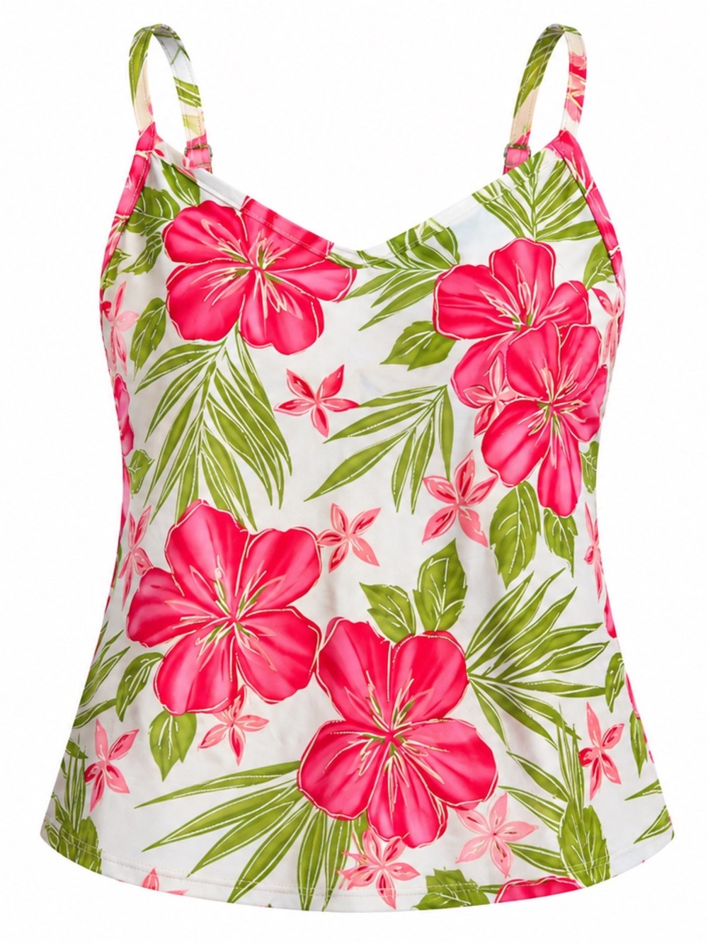 Women's Swim TOP 14 in and green floral 20% spandex